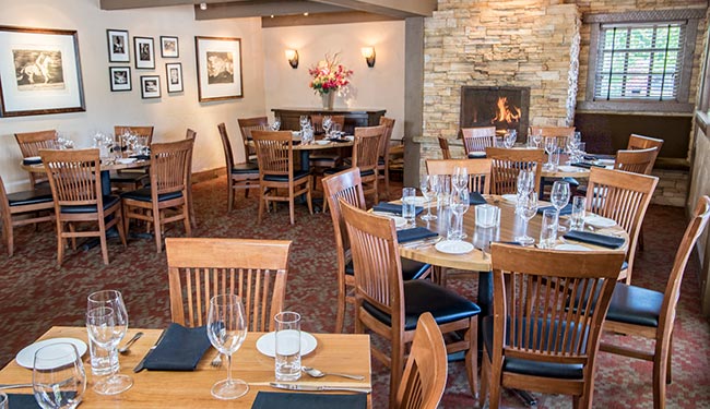 Fireplace room for private parties and group events in Boulder, Colorado